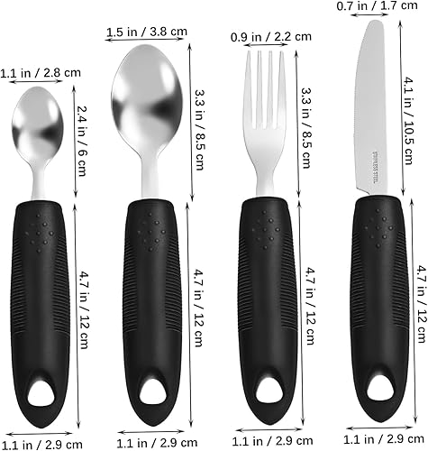 Miniatura 2 de 1Set Weighted Utensils for Hand Tremors Ergonomic Fork and Spoon for Elderly Design Shaking Tableware for Dining and Everyday Use