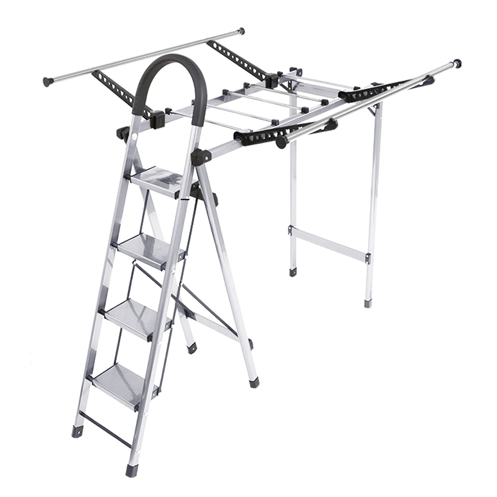 Aluminum Folding Drying Rack, 6-Step Ladder , Multi-Purpose Indoor(Silver)
