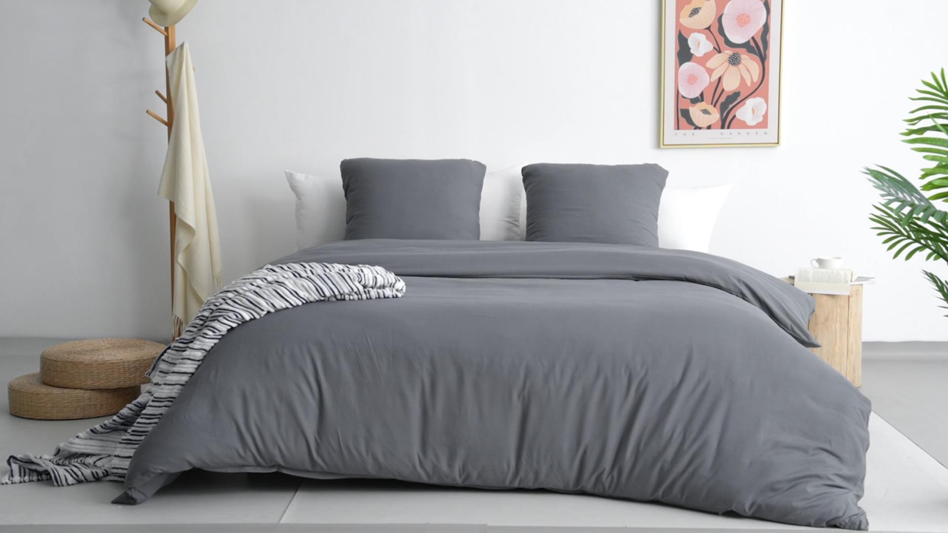 Housse de couette satin de coton tourterelle 220x240 cm | Leroy Merlin