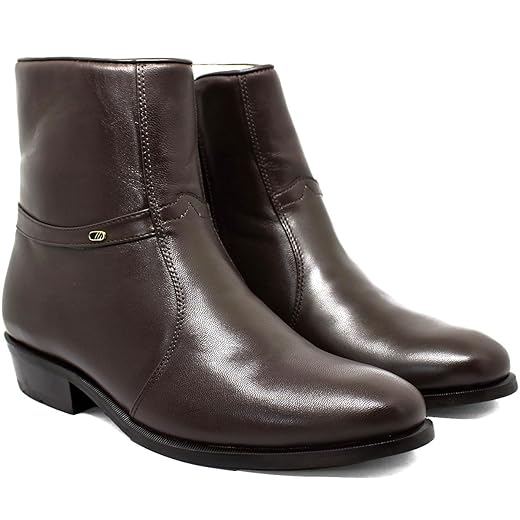 Bota Masculina Social Cano Alto Em Couro De Carneiro 210