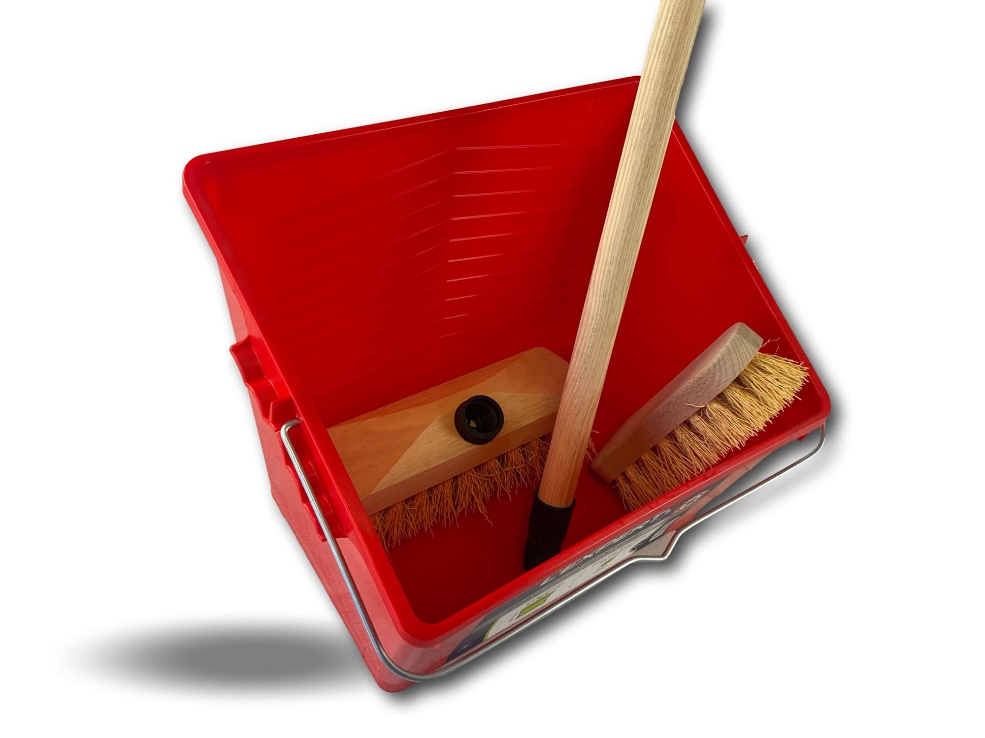 Kibros Kit Balai Lave-Pont chiendent Manche Bois Seau Brosse à Laver