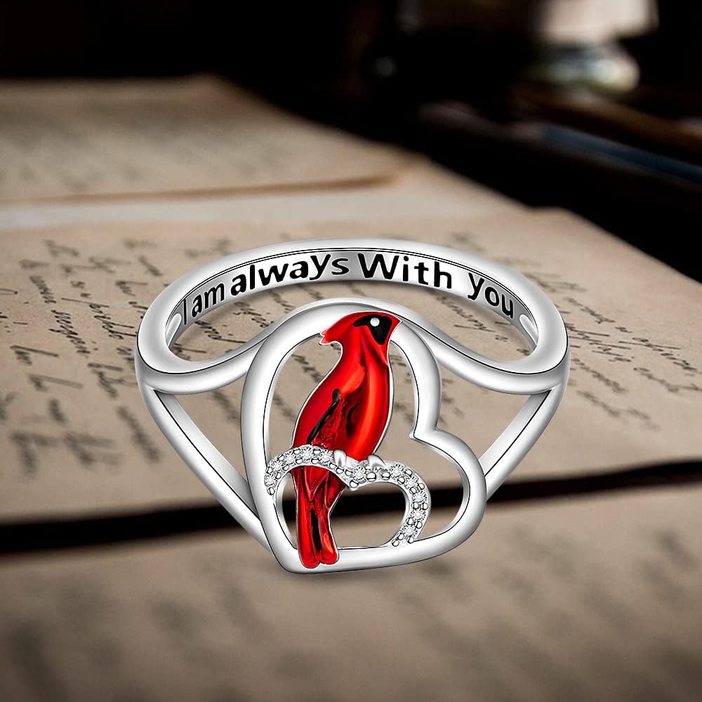 Cardinal Ring Red Cardinal Rings for Women Cardinal Appear When Angels Are Near Memorial Gifts Sympathy for Loss of Loved One Bird Jewelry Size 7-9