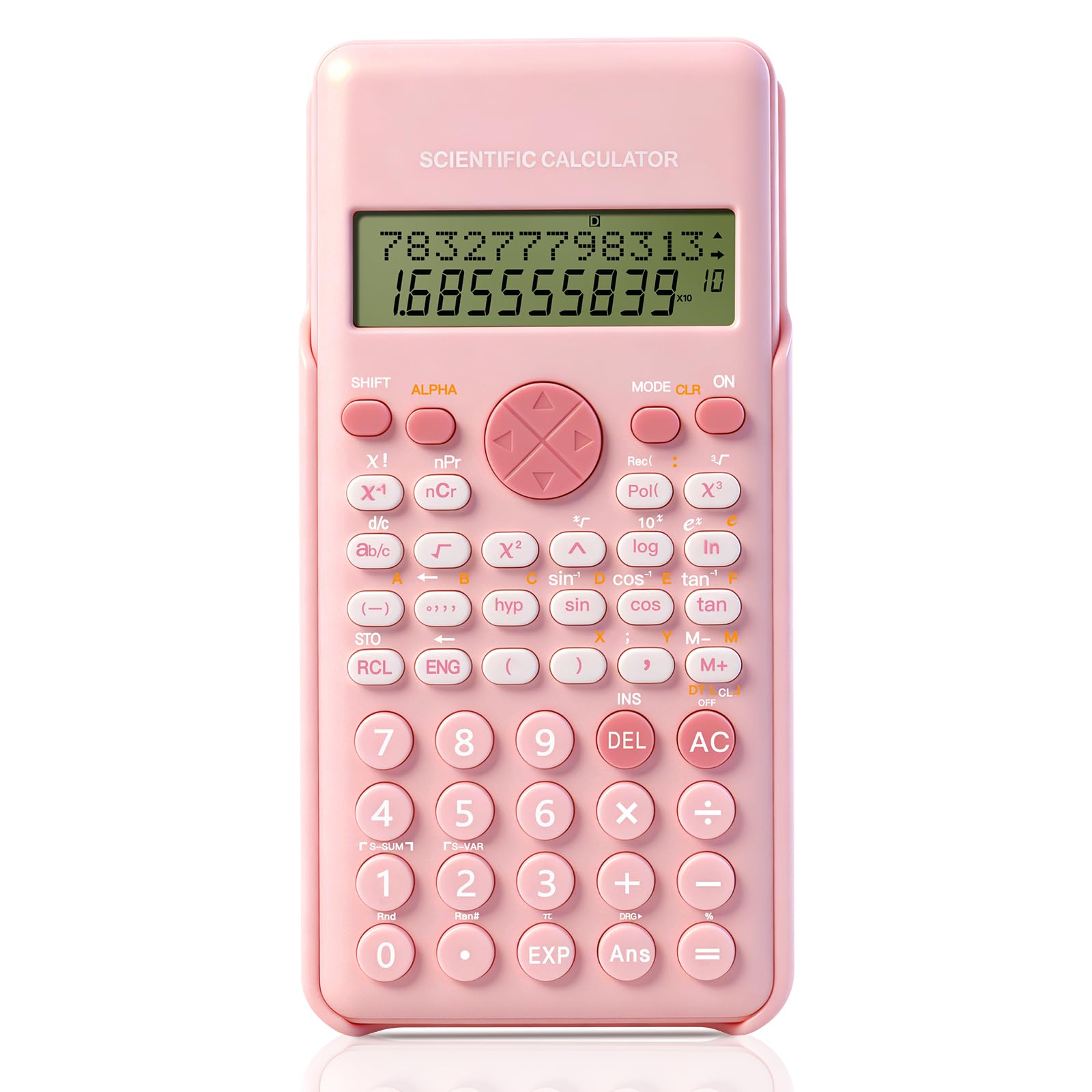 lohey Scientific Calculator, 240 Functions LCD Maths Calculator with Sliding Protective Cover, School Calculators for Office Home Business Teachers (Pink)