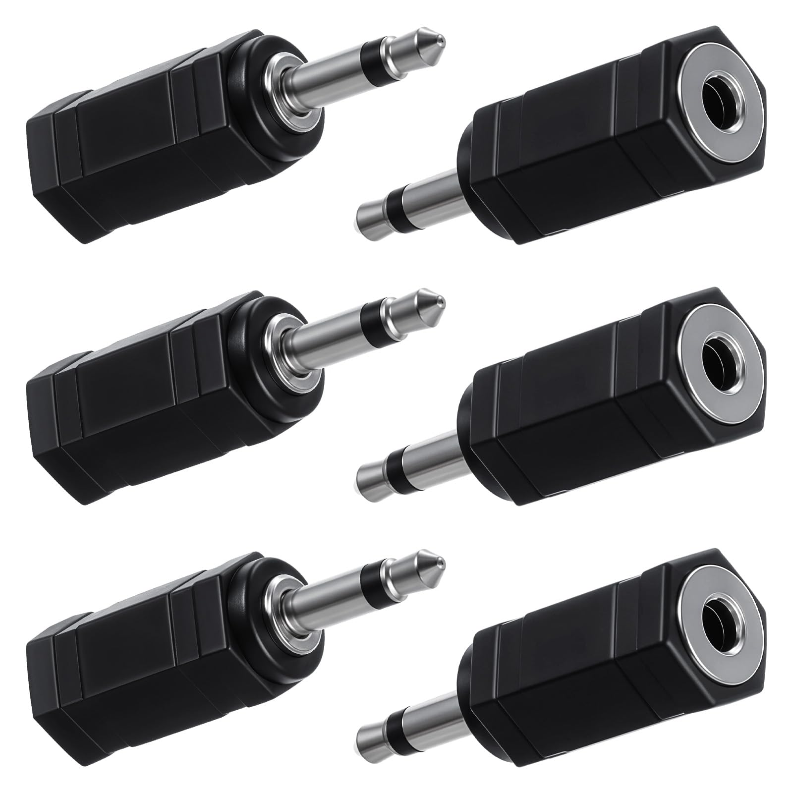 Classicseali 6PCS Stereo to Mono Adapter,3.5mm Stereo to Mono Converter, 1/8 Inch Durability Stereos Monos Converter, for Scanner, Ham Radio Headset, Radio, Black