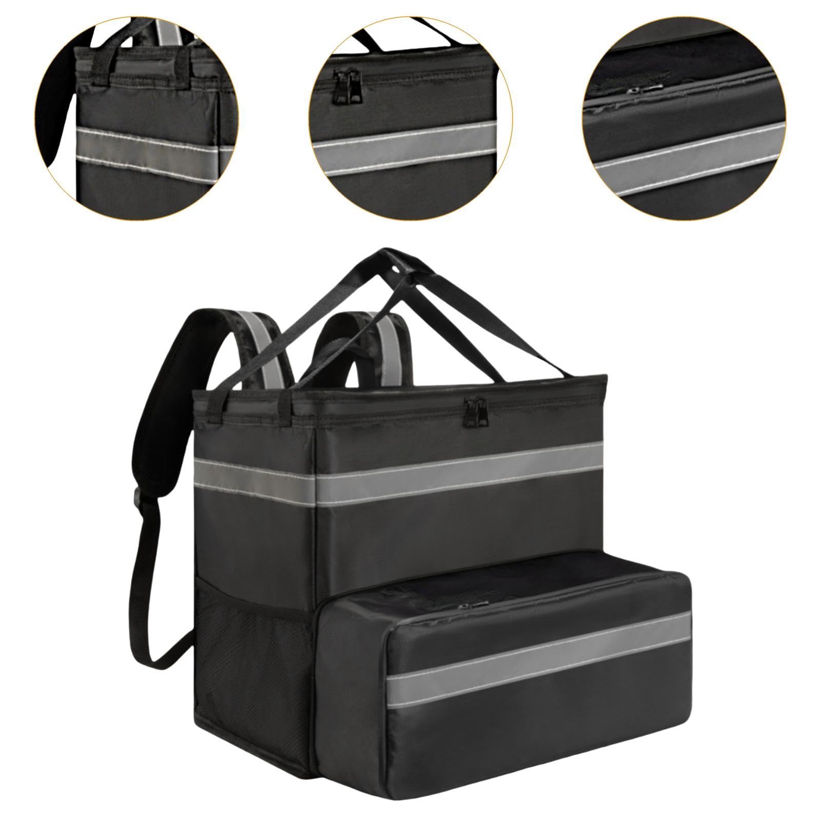 Mochila Expandible para Reparto de Pizza, con Cremallera Suave, Aislante, Resistente, Ligera Y Térmica, Ampliable, Individual