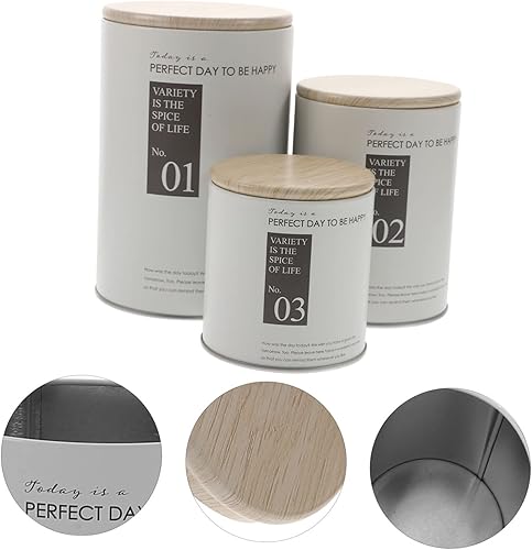 Miniatura 5 de Juego de 3 recipientes sellados de hierro, tarros de almacenamiento decorativos para té, café y frutas secas, recipientes de metal herméticos para