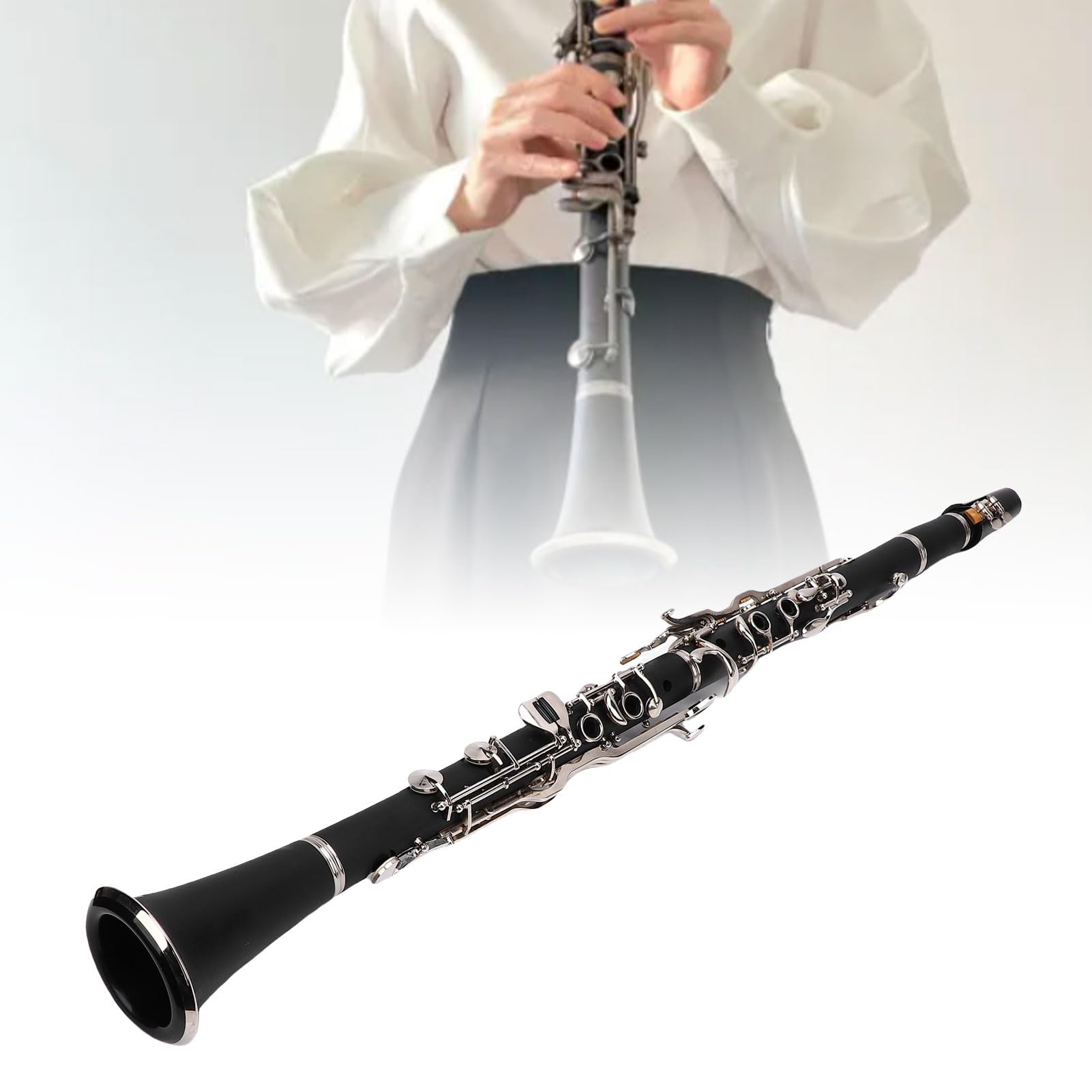 Alomejor G Key Clarinet 17 Keys, Professional Ebonite Clarinete con Estuche Duro y Kit de Limpieza para Jazz, Banda de Marcha, Jarra para Adultos