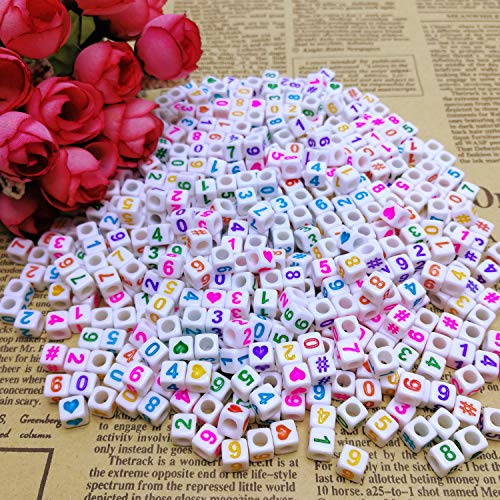 Image of Amaney 400pcs Number Beads 6x6mm Mixed Colorful Number Beads Acrylic Square Shape Loose Beads