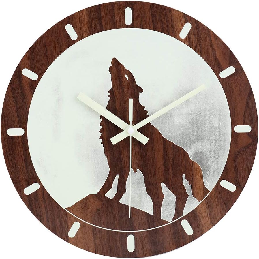 jomparis 12" Night Light Function Wooden Wall Clock Large Luminous Wall Clock