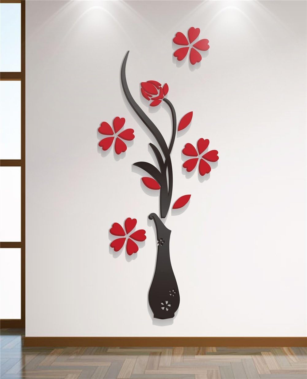 Yanglovele 3d Acrylic Vase Wall Murals for Living Room Bedroom Sofa Backdrop Tv Wall Background, Creative Stickers Gift, DIY Wall Decal Wall Decor Wall Decorations (71X28inches, Style#1)