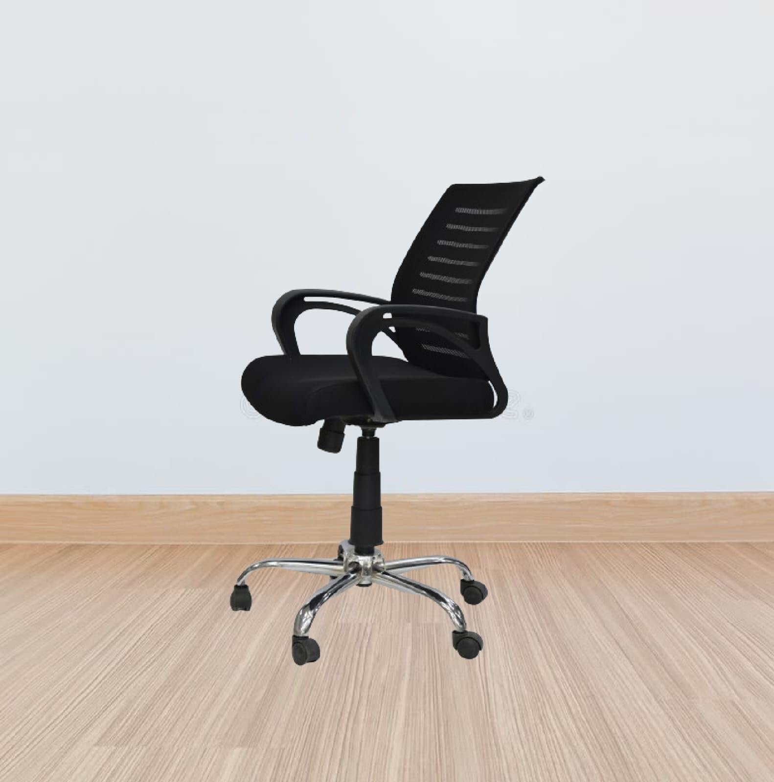 CELLBELL Desire C104 Mesh Mid Back Ergonomic Office Chair/Study Chair/Revolving Chair/Computer Chair for Work from Home Metal Base Seat Height Adjustable Chair (Black)