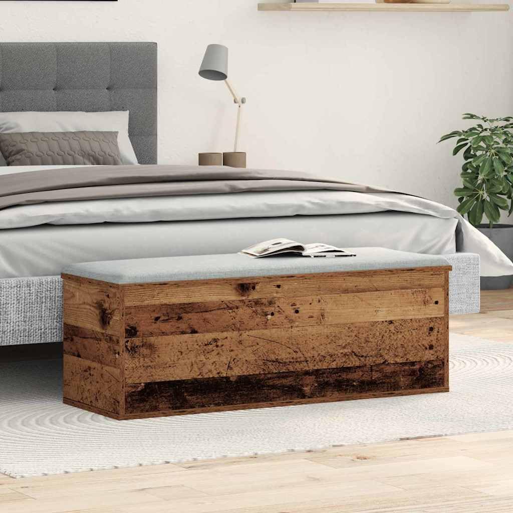 Caja de almacenamiento de madera recuperada de 102 x 35 x 35 cm con mucho espacio de almacenamiento, práctico baúl para salón, dormitorio, pasillo y habitación de los niños, versátil caja de