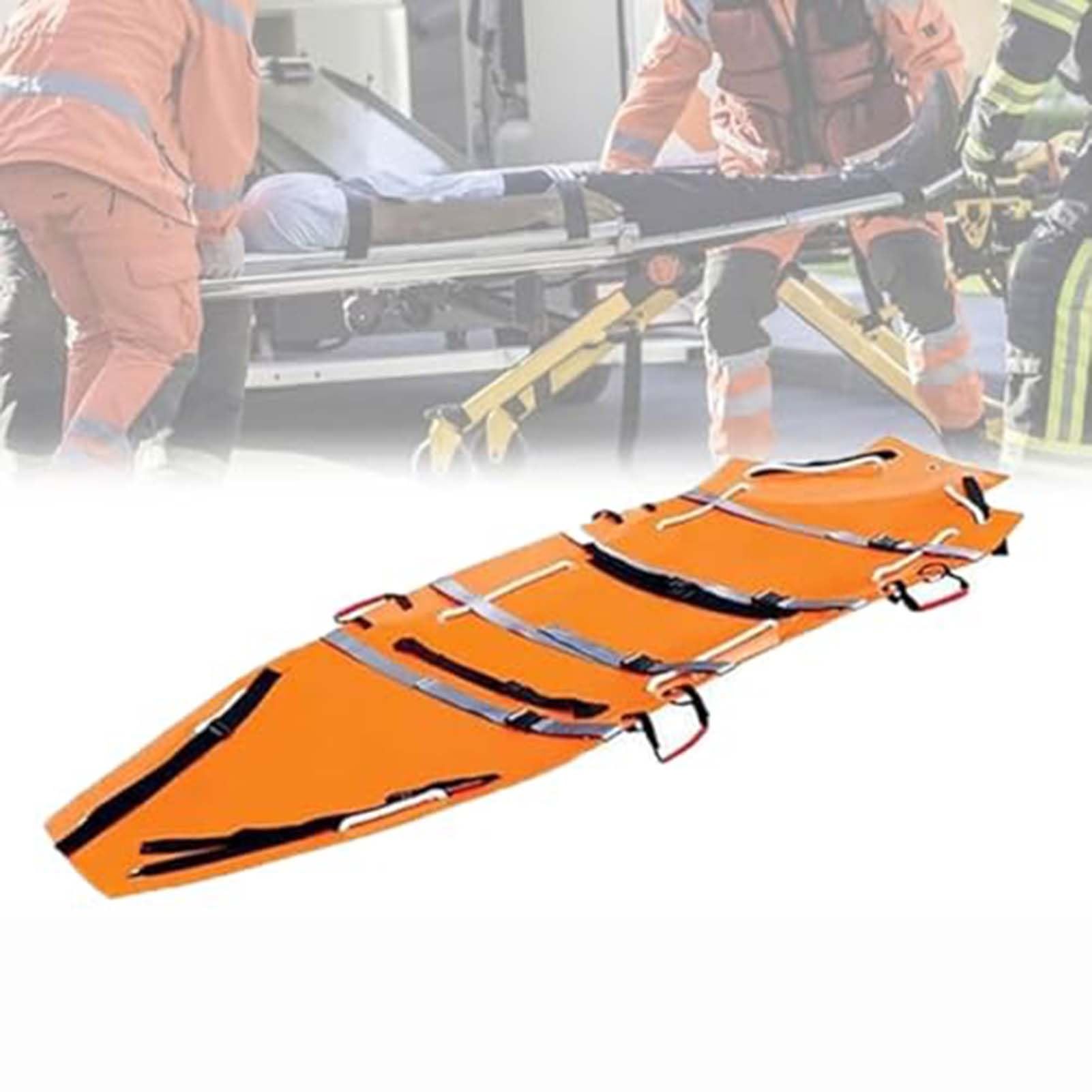 SGKOMN Roll Stretcher - Foldable Rescue Stretcher, Medical Emergency Folding Stretcher, Lightweight & Durable for Emergency Medical, Ambulance, and Fire Rescue Operations, Orange