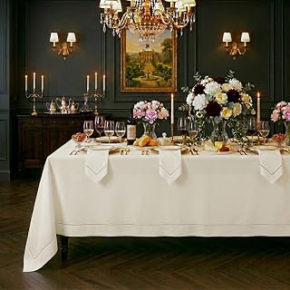 Signature Linen™ by D'Moksha, 100% Pure Linen Ivory Tablecloth 60 x 144 in