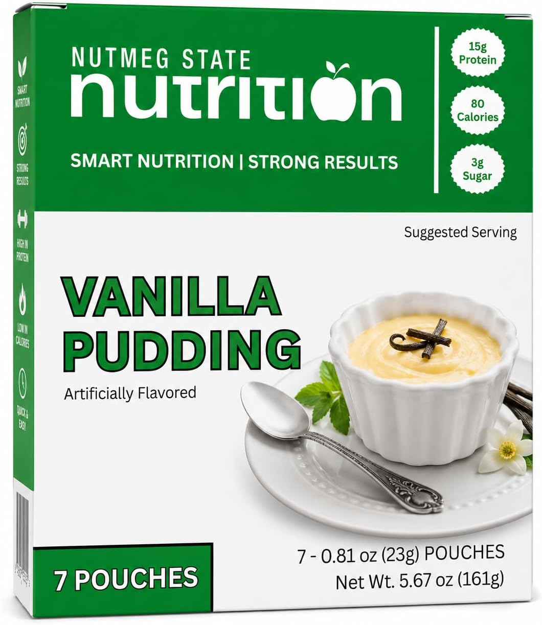 High Protein Instant Pudding Mix, Protein Dessert, 15g Protein, 80 Calories, 2g Sugar, 7 Servings Per Box (1 Box (7 Servings), Vanilla)