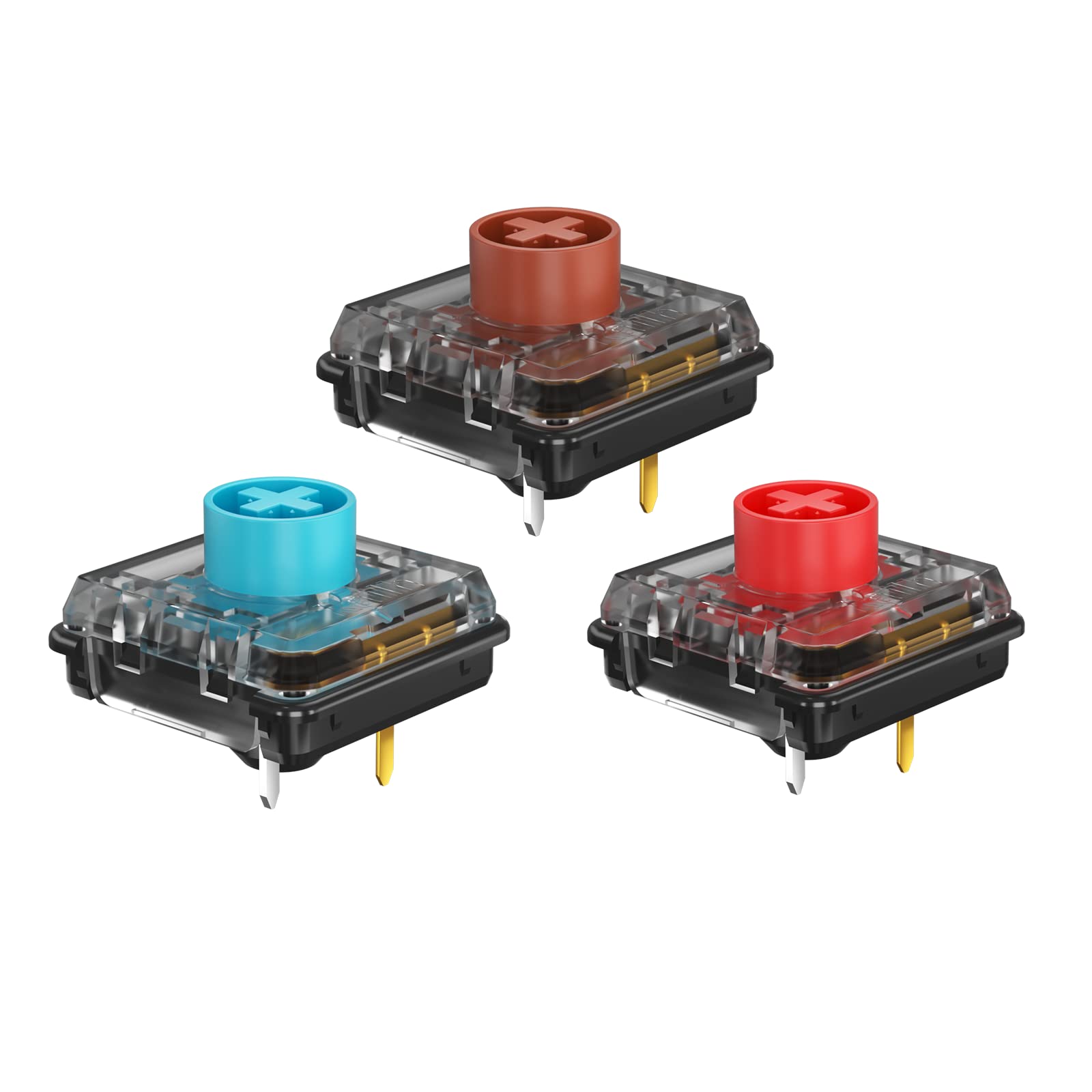 KAILH Interruptor de teclado mecánico de perfil bajo Choc V2 Keystem de perfil bajo DIY MX Switch Tactile Click Liner 5PIN (70 piezas, marrón)