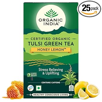 Organic India Tulsi Green Tea Honey Lemon 25 Teabags - image, photos