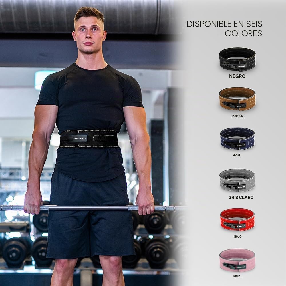 SINOTAVI Cinturón Gym de Hombre. Faja para Levantar Peso. Cuero de Vaca con Hebilla. Cinturón Fitness. Cinturones de Musculación. Cinturones Powerlifting y Bodybuilding de 8,5 cm / 10 cm de Altura