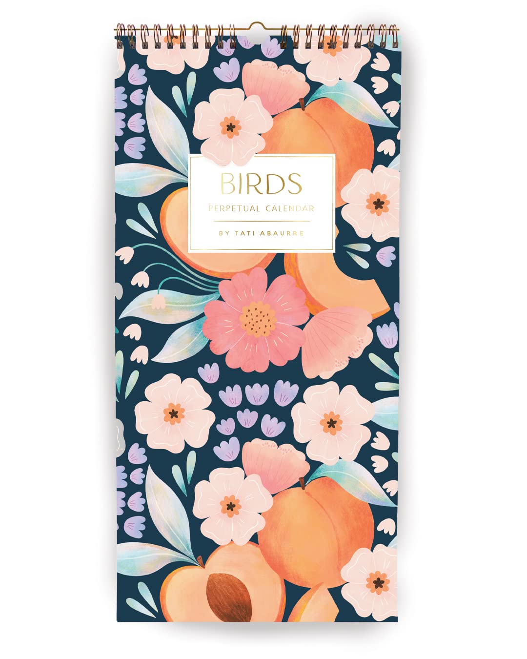 Happywagon | Fruits & Birds Perpetual Wall Calendar | Undated | 12 Months | Scheduling & Tracking | Illustrated| 19.5 X 40.3 CM | 220 GSM | Matte Finish Paper | Gold Wiro Bound | Multicolor | Multipurpose|