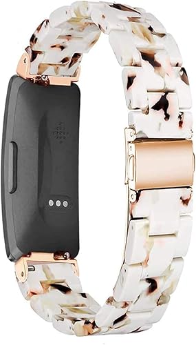 Miniatura 3 de Correa de resina compatible con Fitbit Inspire HRInspireAce 2 Fitness Tracker para mujeres y hombres, accesorio de resina de oro rosa, correa de