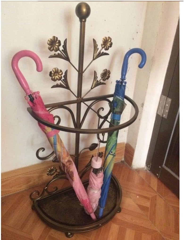 Home Umbrella Stand ， Indoor Outdoor Industrial Metal Umbrella Holder with Hooks for Farm Office Hotel Entryway Hallway Decor(D)