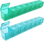 2 Pack Weekly Pill Organizer, Large 7 Day Pill Case, Daily Vitamin Case Medicine Box, AM/PM Pill Containers for Medicine Supplements Fish Oil(White & Black)