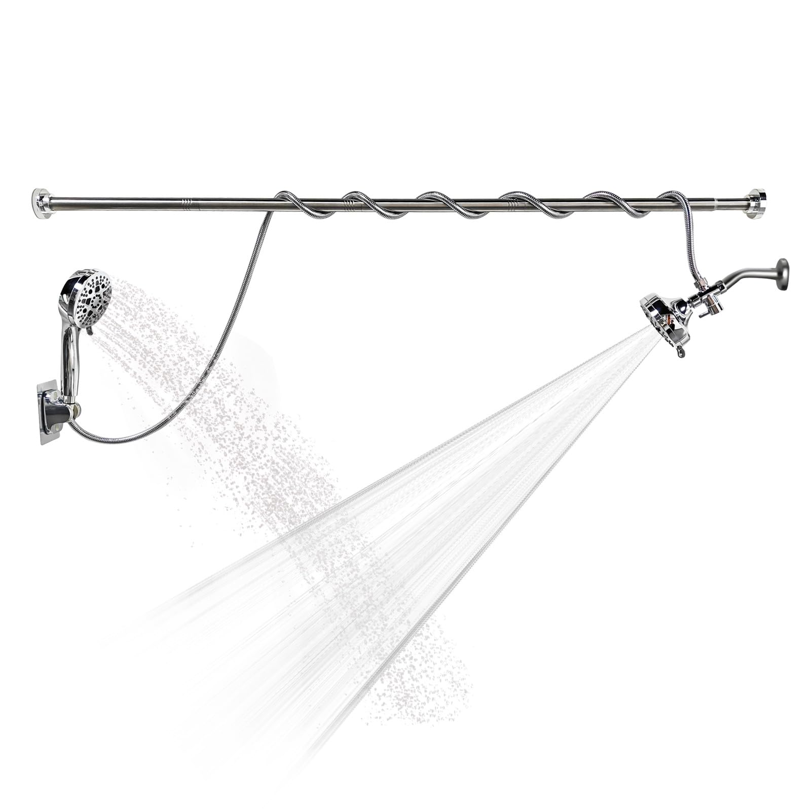 Double Shower Head, Dual Shower Head for Couples, High Pressure and Adjustable Tandem Shower Head System for Two People