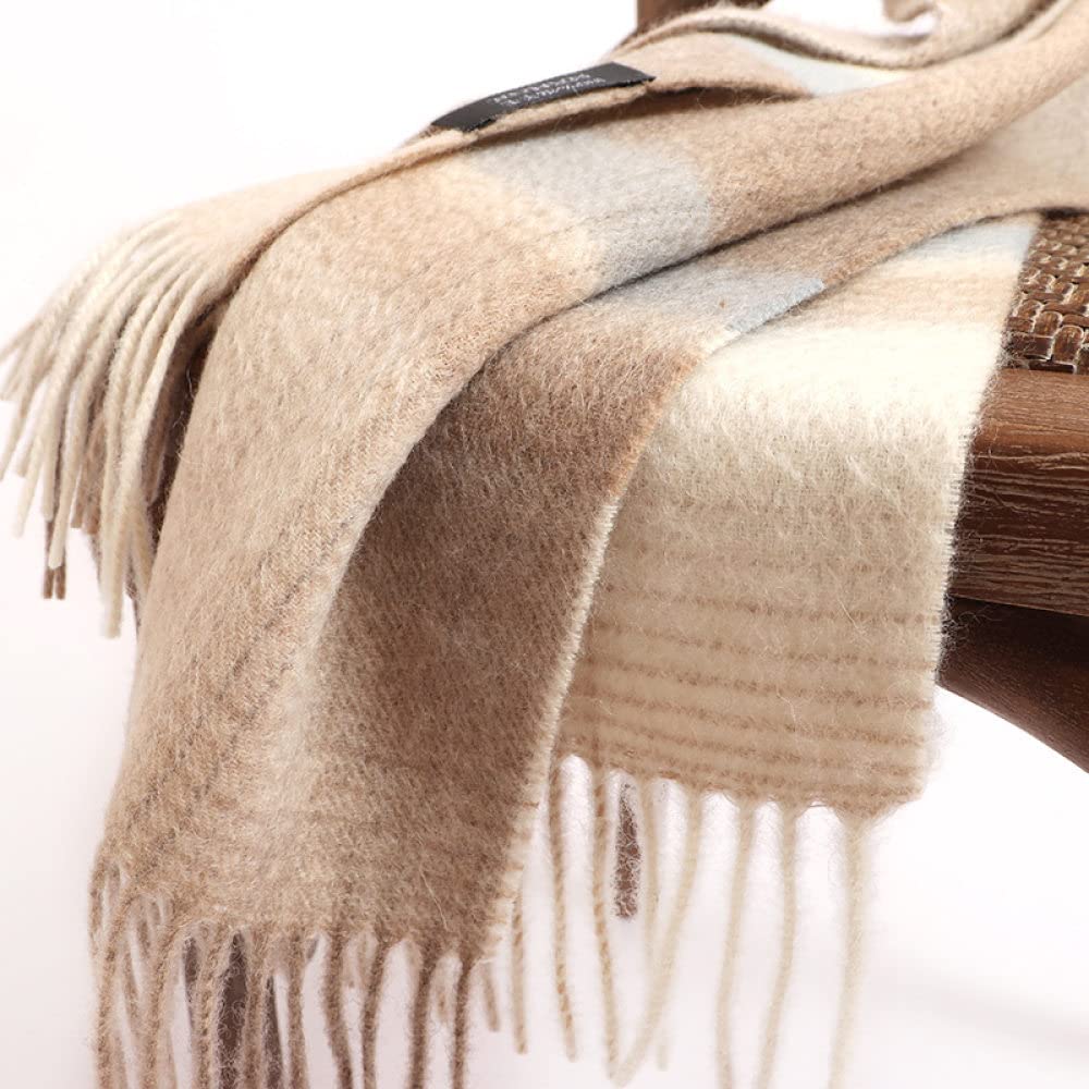 HGJH Schal Damen Winter, Winterschals Beige Blau Weicher Warmer Schal Dicke Decke Gitterquaste Kaschmir-Gefühl Schal Lang Groß Winterschal Trendige Stola-Schals Für Frauen Mädchen