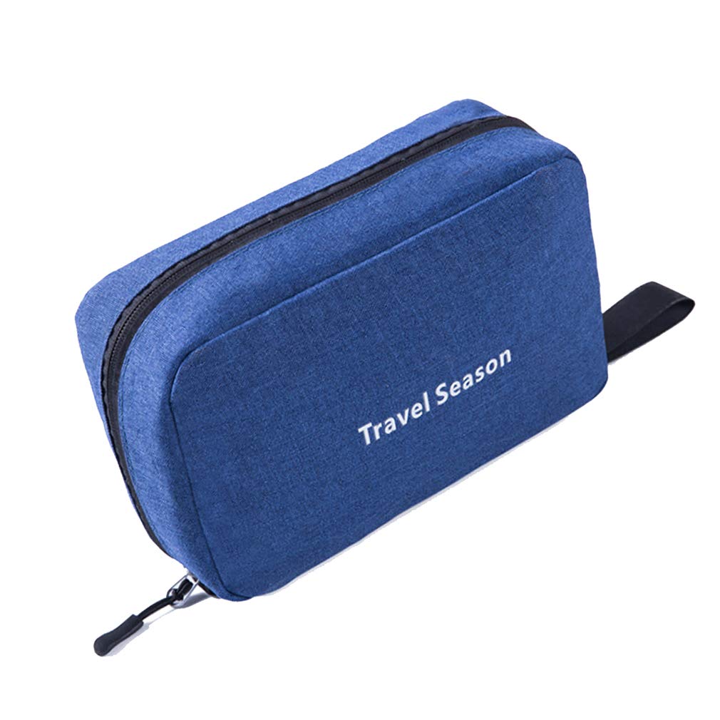 LKMYNylon Portable Multi - Functional Travel Storage Bag Cosmetic Bag for Holding Large Capacity Hanging Travel Toiletries Portable Waterproof Makeup Shower Bag Unisex (Blue)