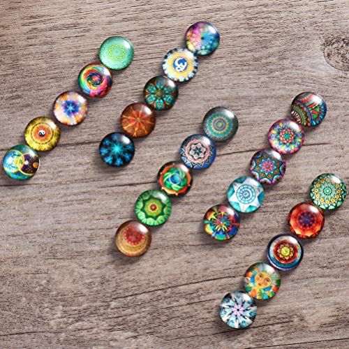 Fomiyes Glass Marbles Glass Marbles Cabochons Round Mosaic Tiles 100Pcs Mixed 12Mm Mosaic Printed Glass Dome Cabochons Half Round Mosaic Tiles For Diy Crafts Jewelry Making Glass Gems Clear Coasters #TOP4