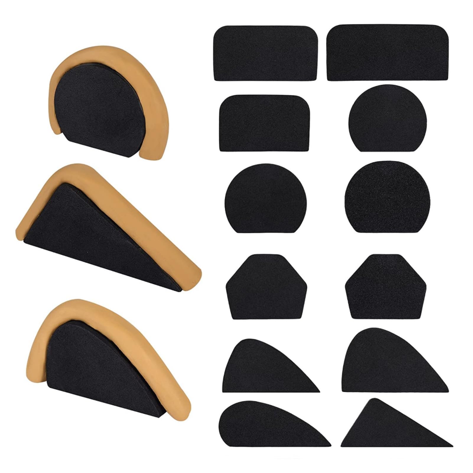 AMIJOUX 12 PCS Mug Handle Molds for Clay, Pottery Cup Handles Forms for Sculpting Modeling, Black Ceramic Shaper Making Tools with Assorted Shapes for DIY Craft