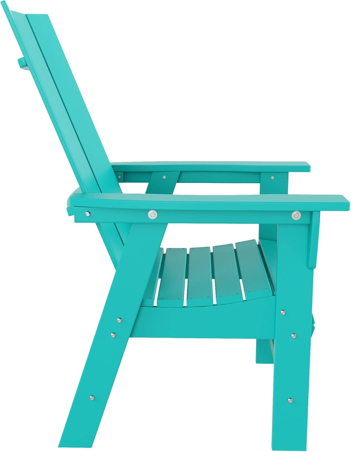 WestinTrends Ashore 5 Pieces Adirondack Outdoor Dining Set, All Weather Poly Lumber Slatted Modern Farmhouse Patio Furniture Set, 47" Trestle Round Table and 4 Adirondack Dining Chair, Turquoise