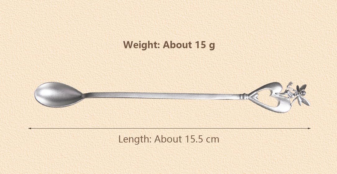 999 Sterling Silver Coffee Spoon 15g, Pure Silver Specialty Spoons for Coffee Tea Hot-Chocolate Dessert, Gift Box Included. Flower Fairy