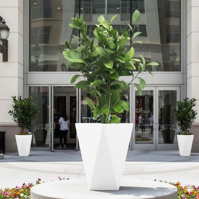 Image of Amazon Brand - Umi Diamond 18 Inch Pots for Planter & Flowers Big Size Gamla - Lightweight, Durable Outdoor & Indoor Planters, Perfect for Balcony & Terrace Gardens (White)