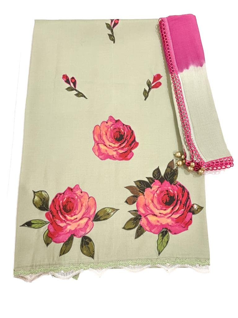 HASTKALA CREATIONS Unique Floral Patch Work Cotton Suit with Chiffon Dupatta, and 5 Meters of Fabric for Endless Styling Possibilities | Perfect for Casual and Formal Occasions