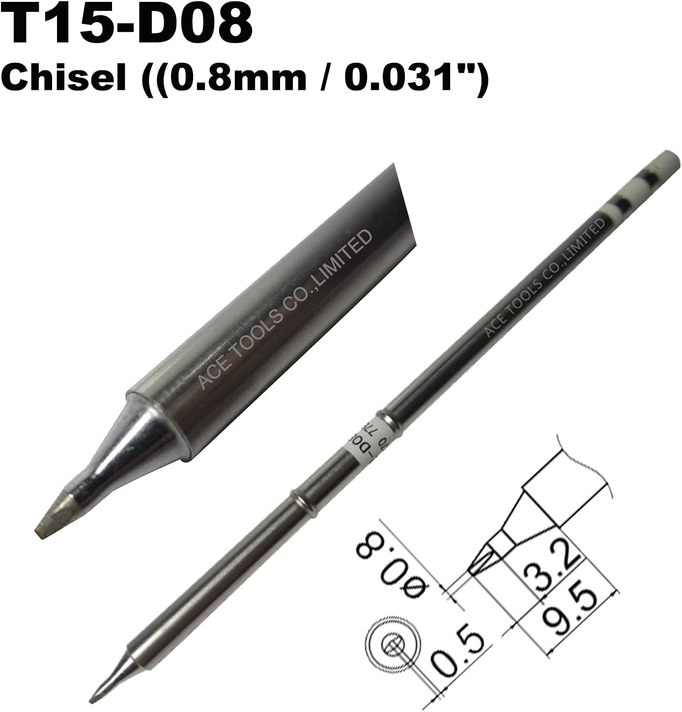 T15-D08 Chisel Screwdriver 0.8mm Soldering Tip for FX-9501 FM-2028 FM-2027 FM-2021 FX-950 FX-951 FX-952 FM-202 FM-203 FM-204 FM-206 ACE Tips (20)