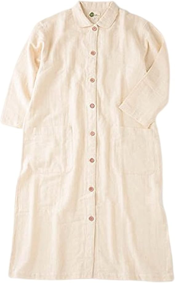 Amazon 前田源商店 オーガニックコットン 市松2重ガーゼ リラクシングウェア オーガニック コットン 綿100 ナイトウエア レディース あったか ルームウエア パジャマ 綿 プレゼント 生地 女性用 敏感肌 婦人 出産祝い 前開き ルームワンピース ネグリジェ 通販