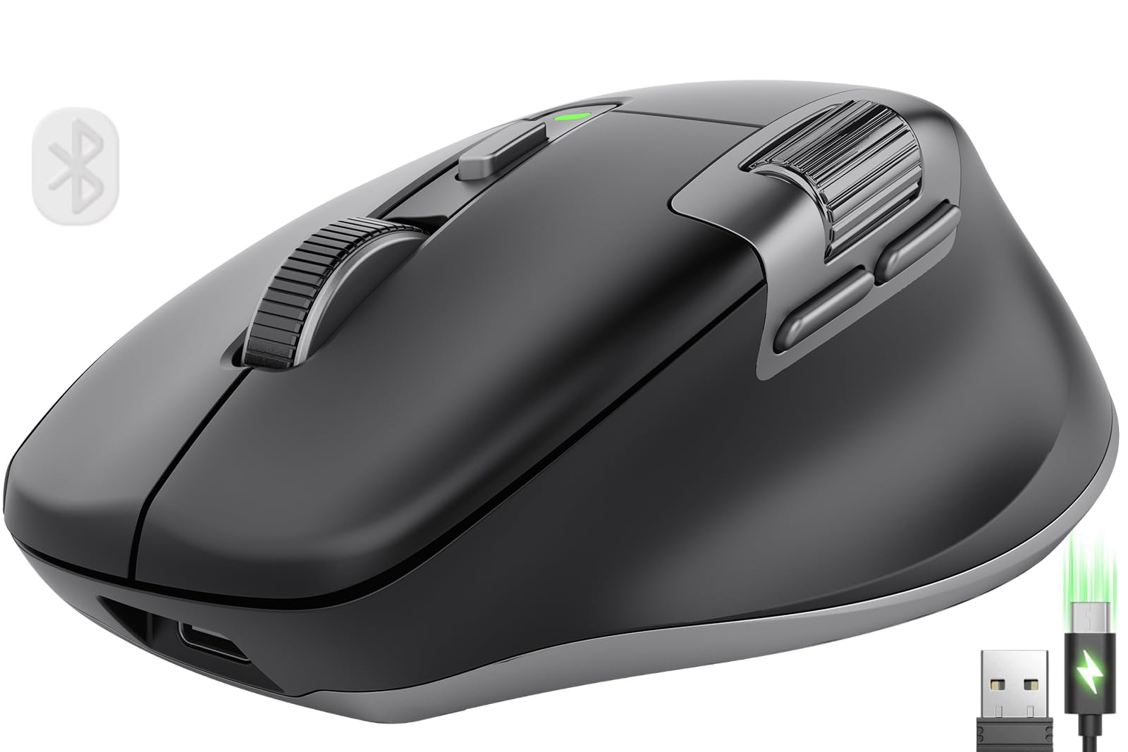 Photo 1 of SABLUTE Ergonomic Wireless Mouse for Laptop with Ultra-Fast Scrolling, Side Scroll, Wired+2.4G,+2 Bluetooth, 5 Programmable Buttons, 8K DPI, 800mAh Rechargeable, MAM6 Quiet Office Mice for PC, Desktop