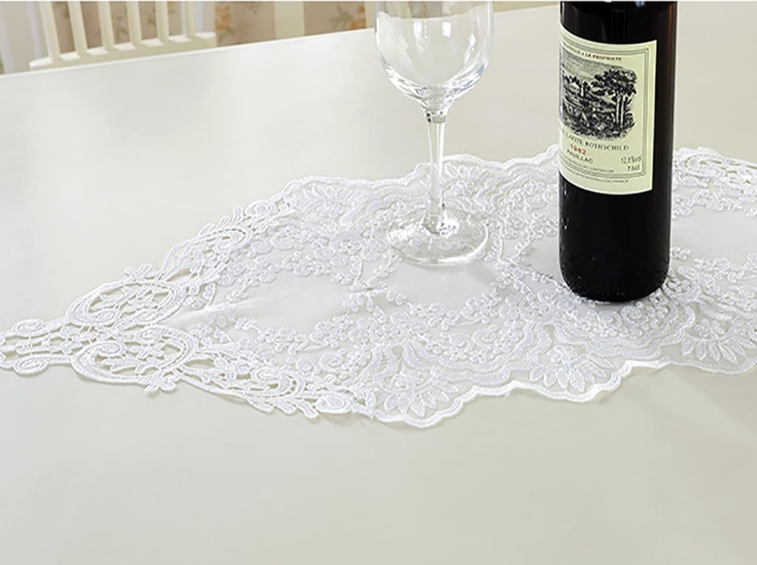 European Style Table Runner, Lace Fabric Tablecloth for TV Cabinet/Piano Stand/Dining Table, Romantic Dresser Scarf (Color : White, Size : 30x180cm/11.8x70.9in)
