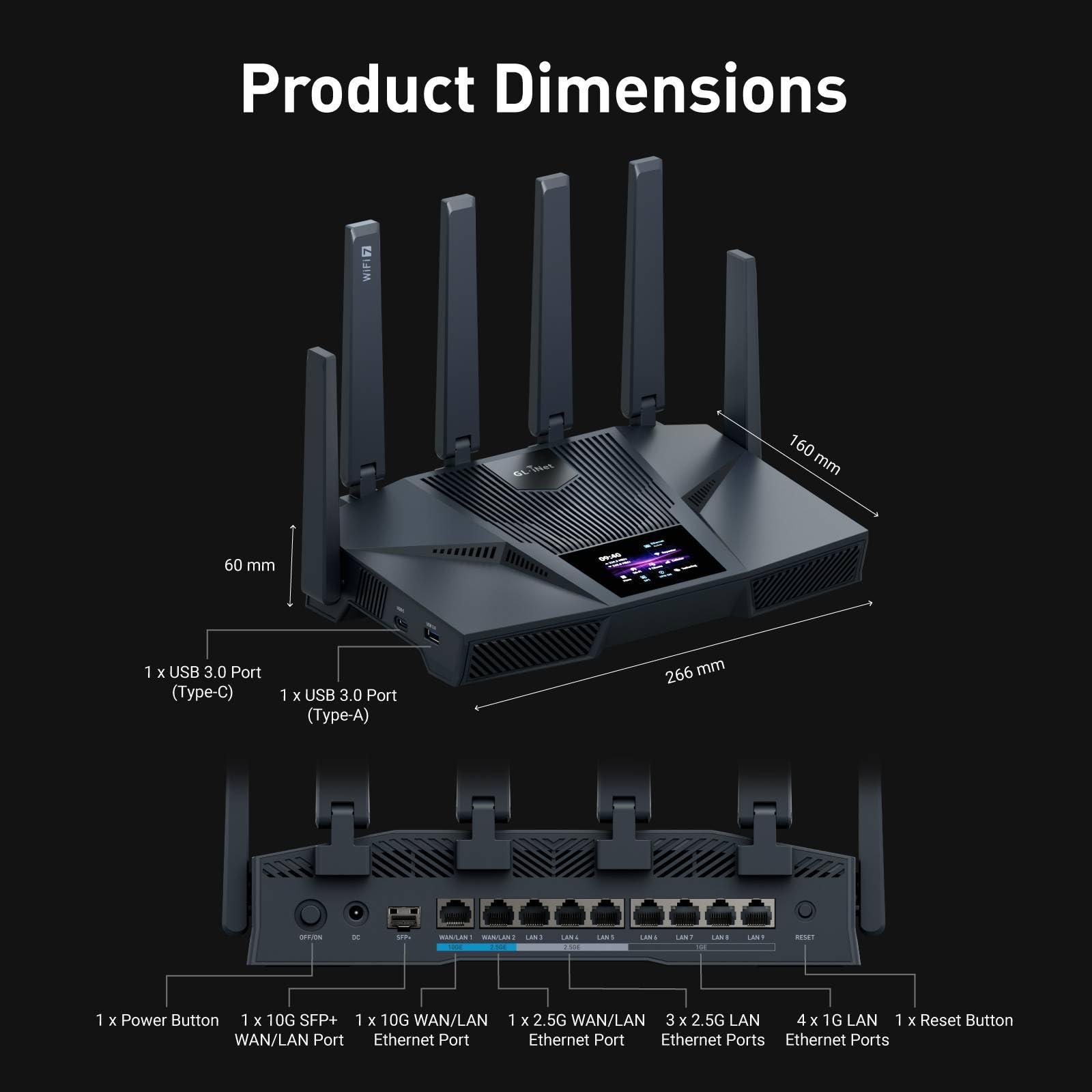 GL.iNet Flint 4 (GL-BE14000) Router Wi-Fi 7 Trójzakresowy domowy VPN SOHO