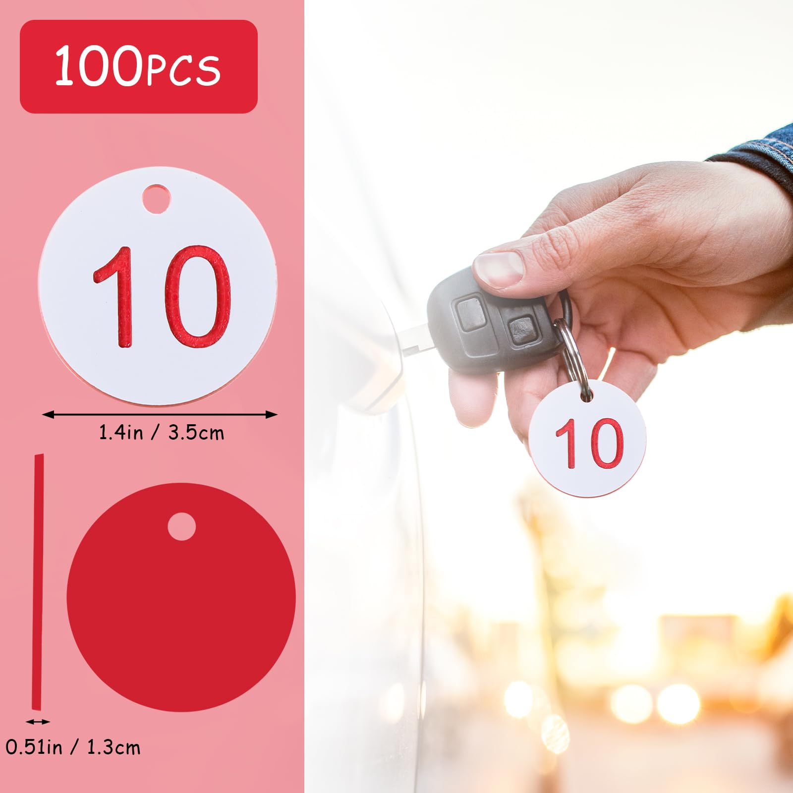 Portachiavi Numerati 1-100 - Targhette In Plastica Con Foro Per Identificazione - Foto 5