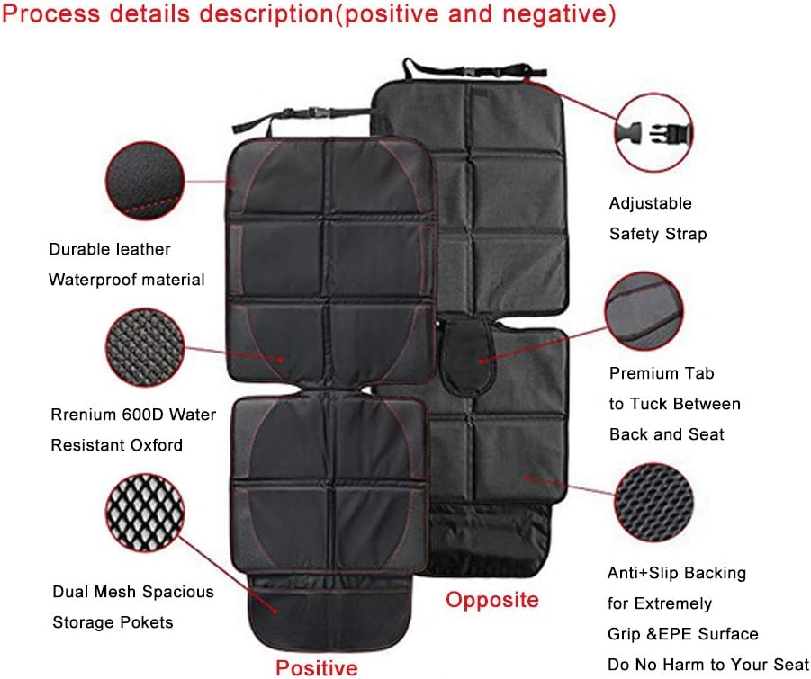 Protector, 2 Pack Large Auto Car Seat Protectors for Child Car Seat, Thick Carseat Seat Protector with Organizer Pockets