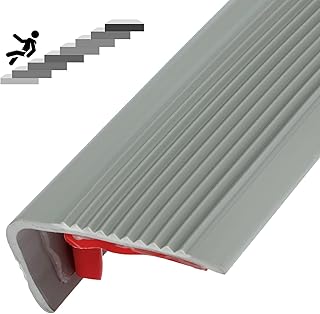 Stair Edge Protector L-Shape Step Edge Trim Strips, Edge Bumper Guard Stair, Nose Edging for Indoor Outdoor Stair Steps, Arbitrary Cutting, Waterproof Non-slip, 6.5 FT (All Gray - 72.7 inch)