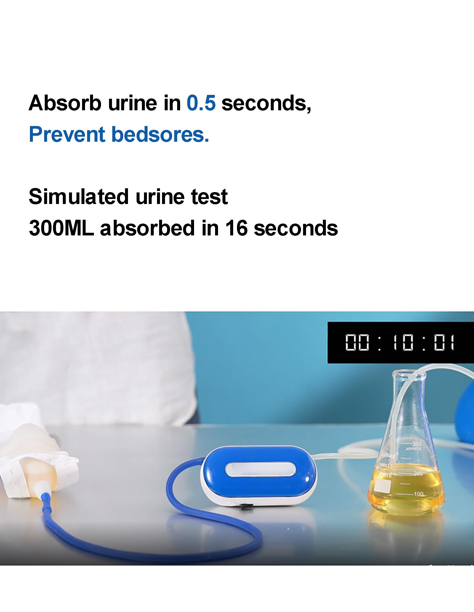 Raccoglitore di urina Elettrico per Uomo Raccolta urina Orinatoio Riutilizzabile 0,5 Secondi Induzione Rapida 10 Secondi Assorbimento Completo
