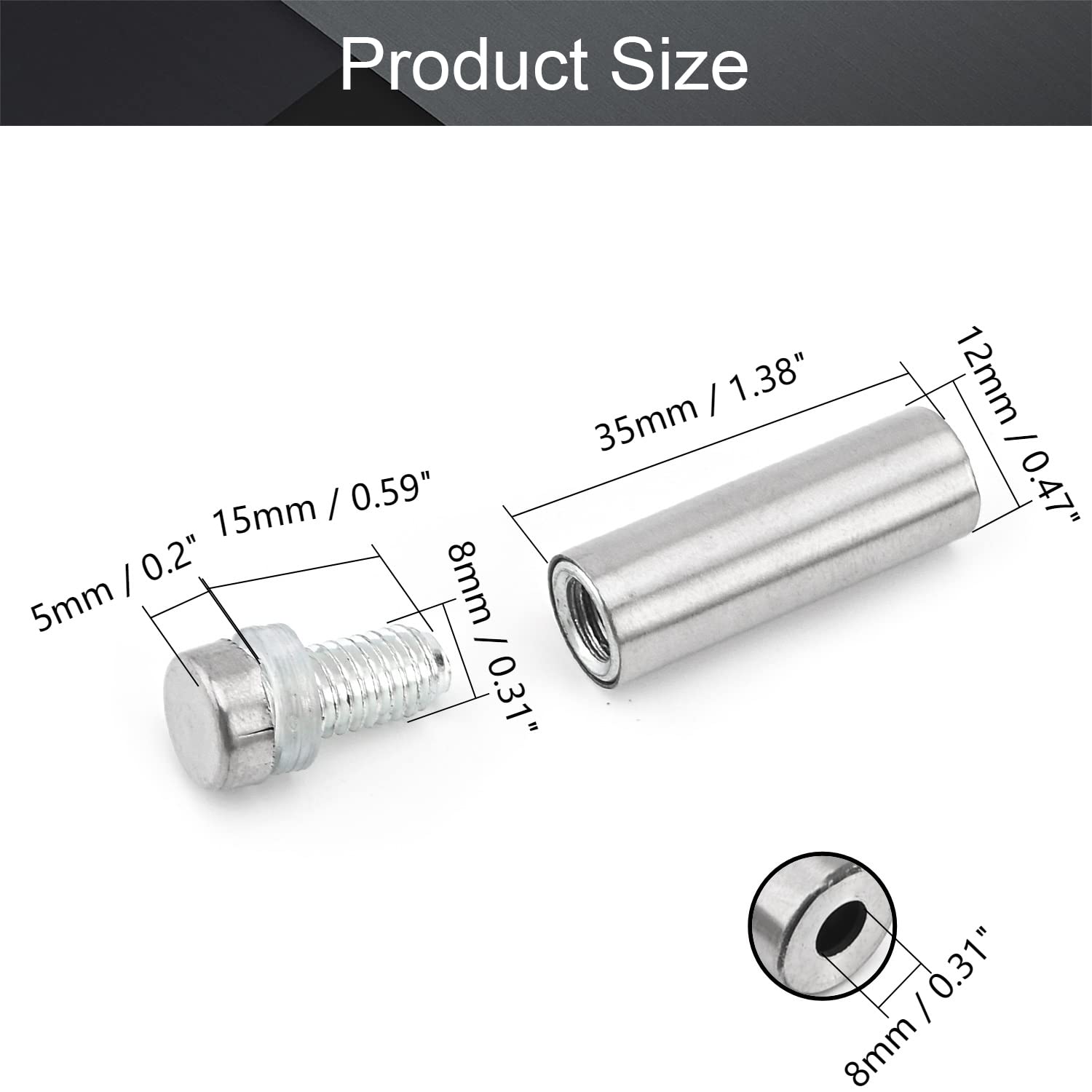 MroMax Stainless Steel Sign Holders - 12mm X 20mm Wall Mount Standoff Screws For Glass & Acrylic Signs (2-Pack)