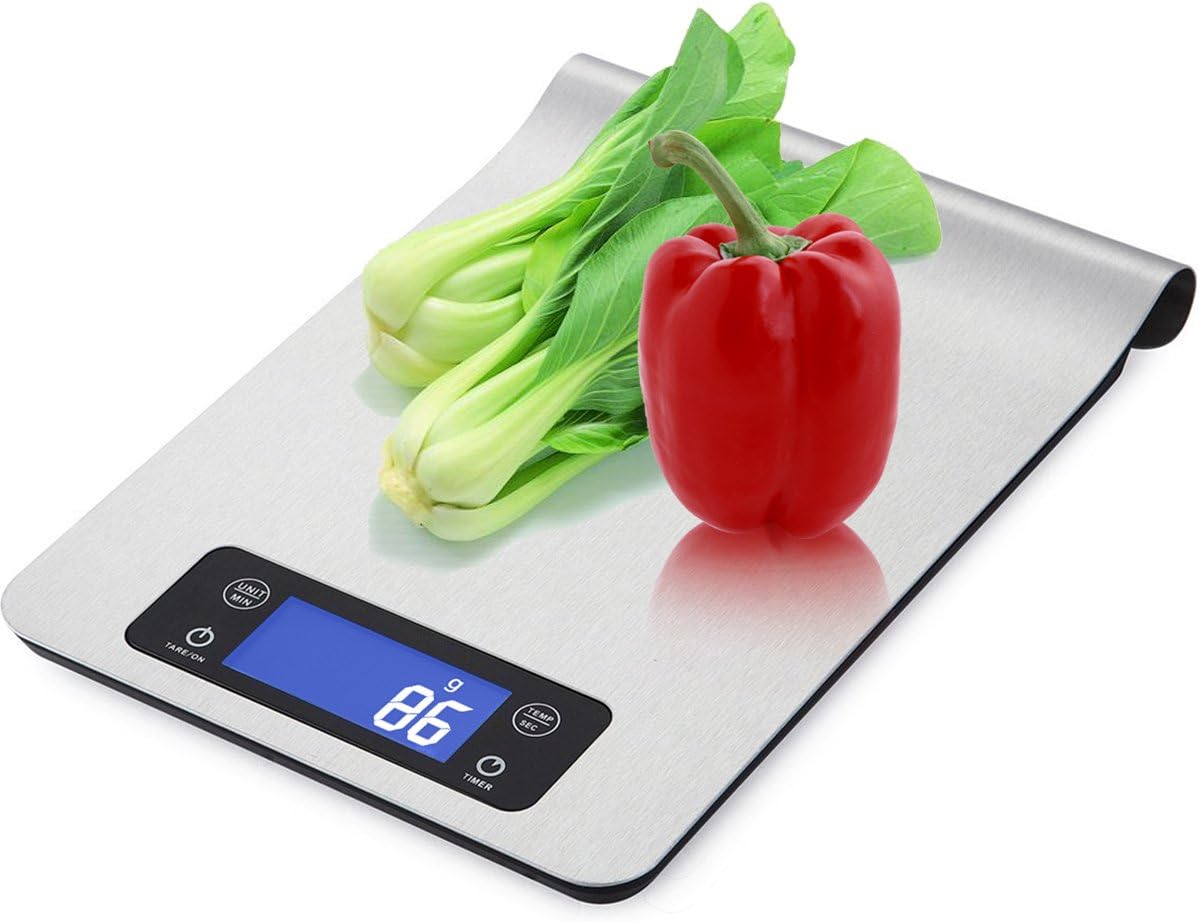 WAOAW 5000g/1g Digital Stainless Kitchen food Scale with Countdown Timer Function, Backlit LCD Display,0.1oz Resolution