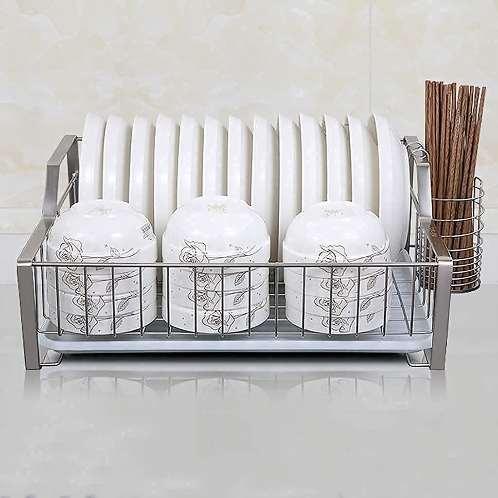 Panier De Vidange en Acier Inoxydable Égouttoir À Vaisselle Étagère De Rangement De Stockage De Cuisine 46,5 * 33 * 19 Cm. Gain de Place