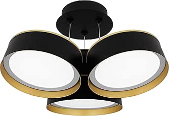 Quoizel Byrnes Semi-Flush Mount Ceiling Light Fixture, 19 Inch Integrated LED Light Matte Black Hanging Light for Hallway, Kitchen, Bedroom, Dining, Living Room, or Office