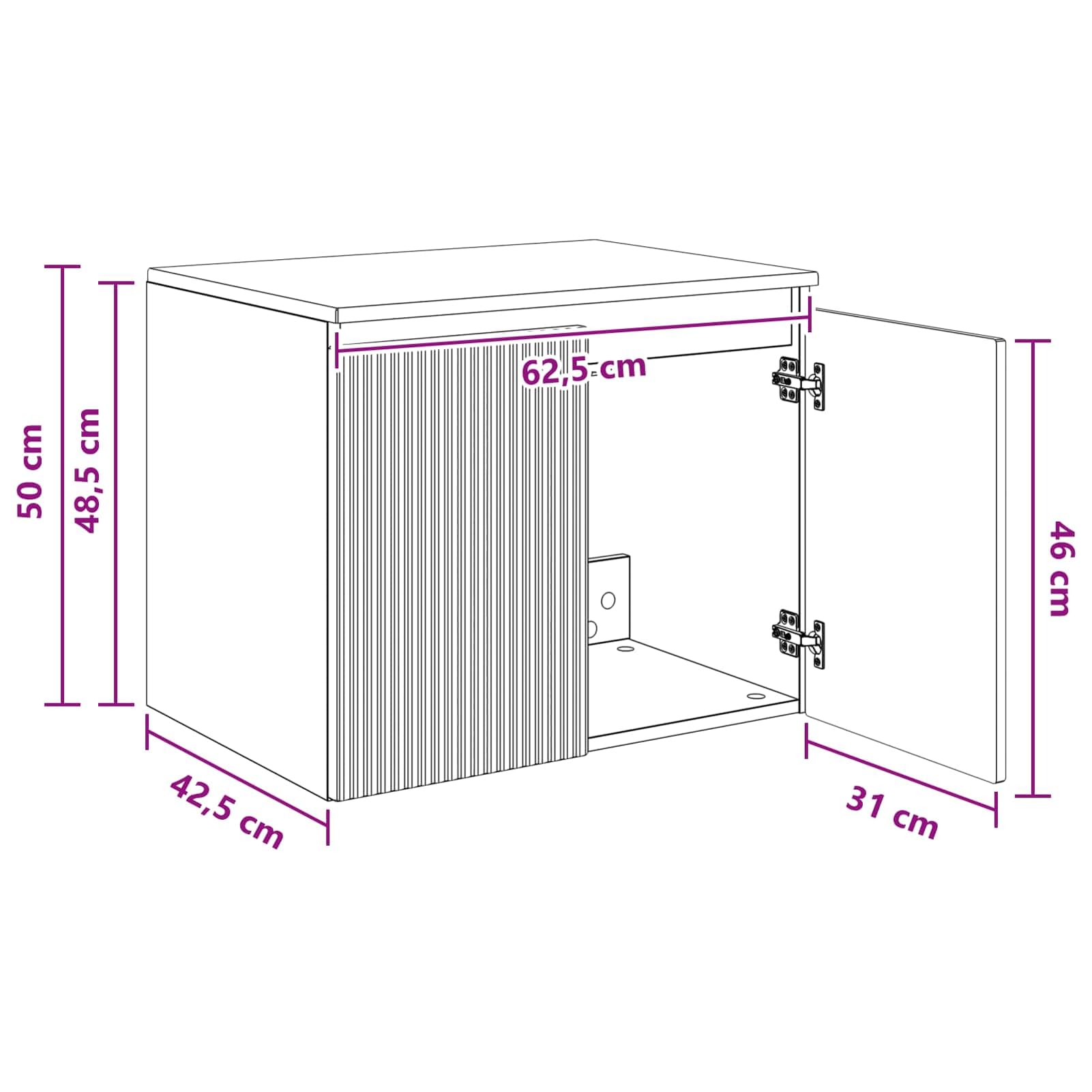 Gecheer Wandmontierter Badezimmerschrank Grau Sonoma, Moderner Badezimmerschrank Stauraum-Schrank für Make-up Waschbecken Gästebad890478