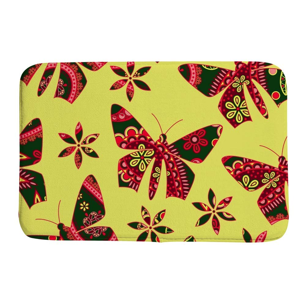 Tapis de bain absorbant à mémoire de forme papillon floral lavable